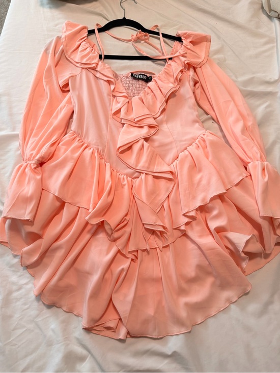babyboo Tops - Peach Ruffle Peplum Women’s dress
